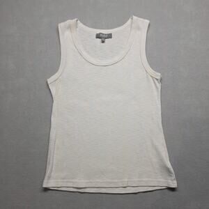 Marled Essentials Scoop Neck Tank Top Womens Small White Slub Knit